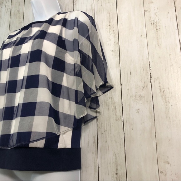 Anthropologie Postmark Elsie Gingham Poncho/Cape Top Small - Picture 4 of 11